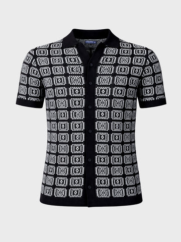 Men's Black Slim Fit Textured Casual Shirt