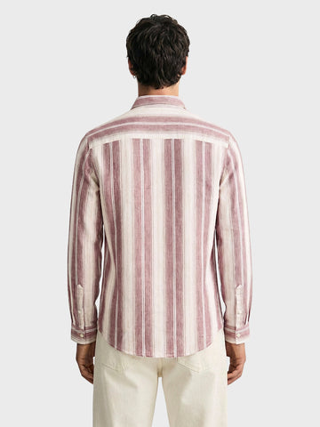 Men's Purple Slim Fit Vertical Stripes Casual Shirt