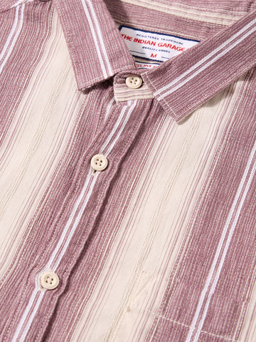 Men's Purple Slim Fit Vertical Stripes Casual Shirt