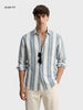Men's Blue Slim Fit Vertical Stripes Casual Shirt