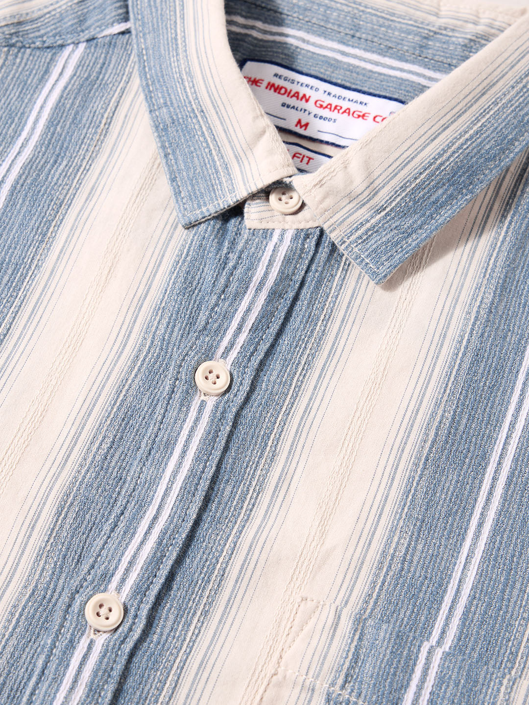 Men's Blue Slim Fit Vertical Stripes Casual Shirt