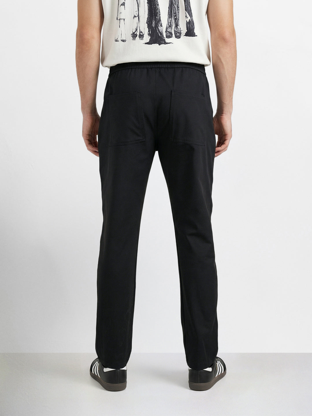 Men's Black Slim Fit Solid Utility Cargo