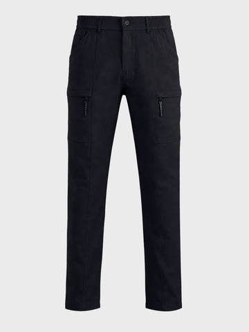 Men's Black Slim Fit Solid Utility Cargo