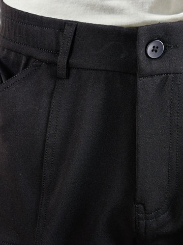 Men's Black Slim Fit Solid Utility Cargo