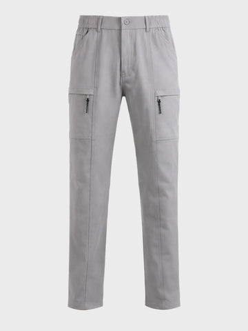 Men's Grey Slim Fit Solid Utility Cargo