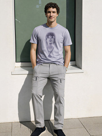 Men's Grey Slim Fit Solid Utility Cargo