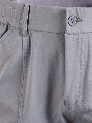 Men's Grey Slim Fit Solid Utility Cargo