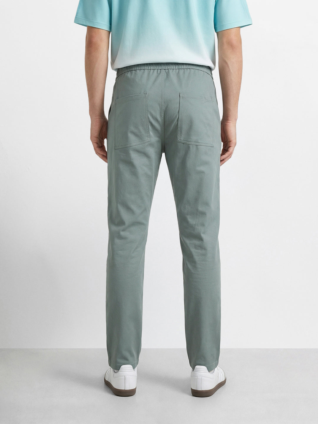 Men's Green Slim Fit Solid Utility Cargo