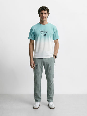 Men's Green Slim Fit Solid Utility Cargo