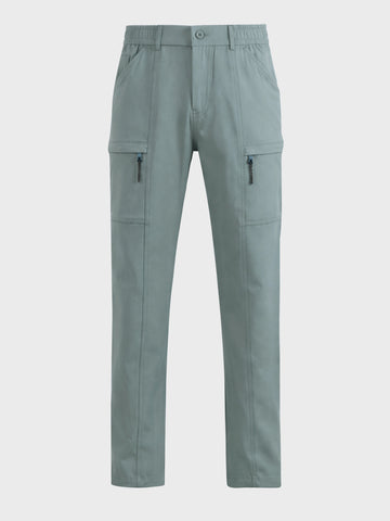 Men's Green Slim Fit Solid Utility Cargo