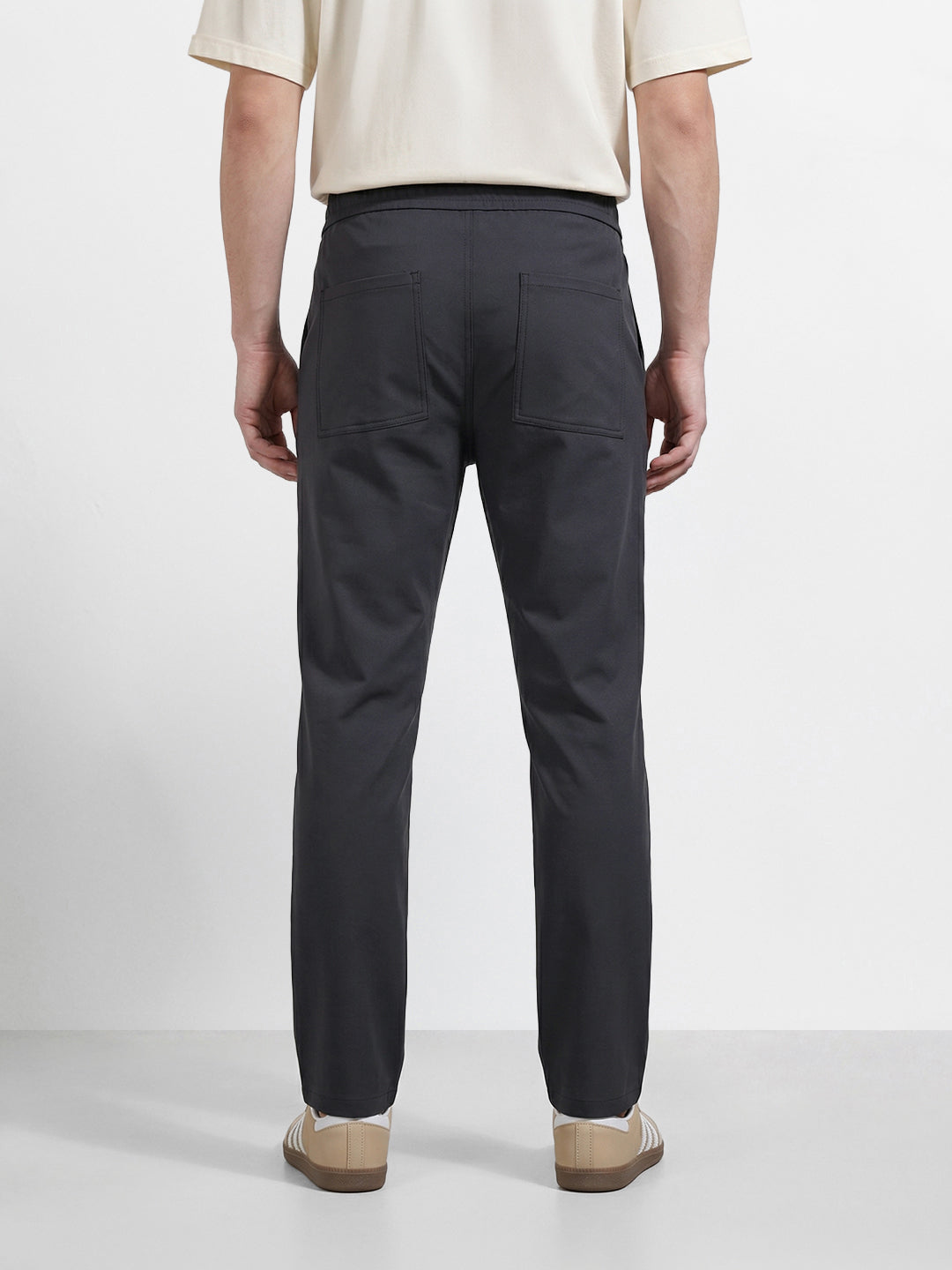 Men's Grey Slim Fit Solid Utility Cargo