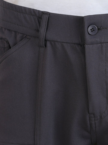 Men's Grey Slim Fit Solid Utility Cargo