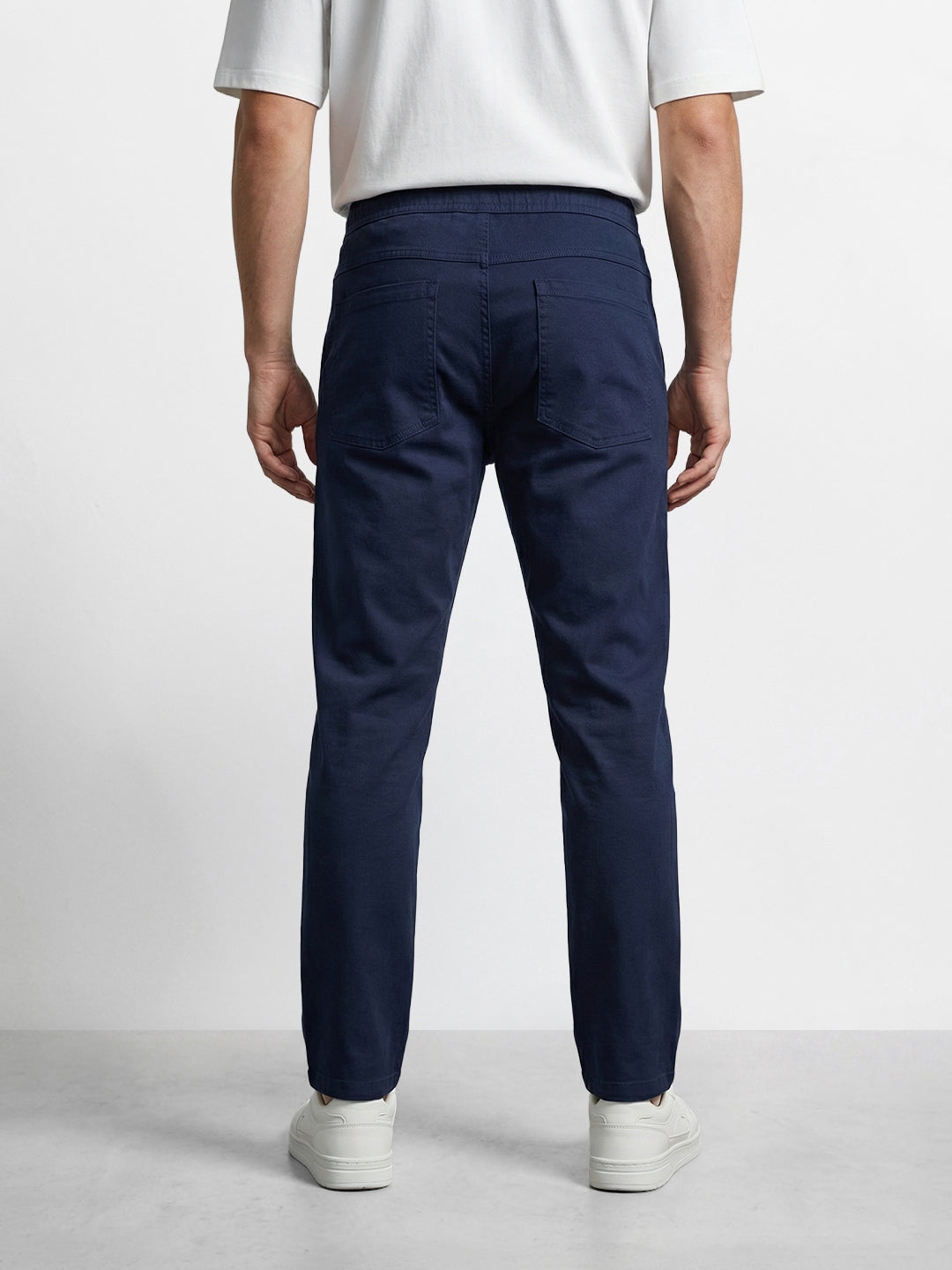 Men's Blue Slim Fit Solid Utility Cargo