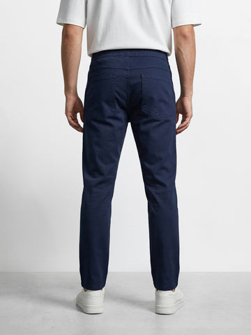 Men's Blue Slim Fit Solid Utility Cargo