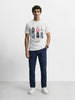 Men's Blue Slim Fit Solid Utility Cargo