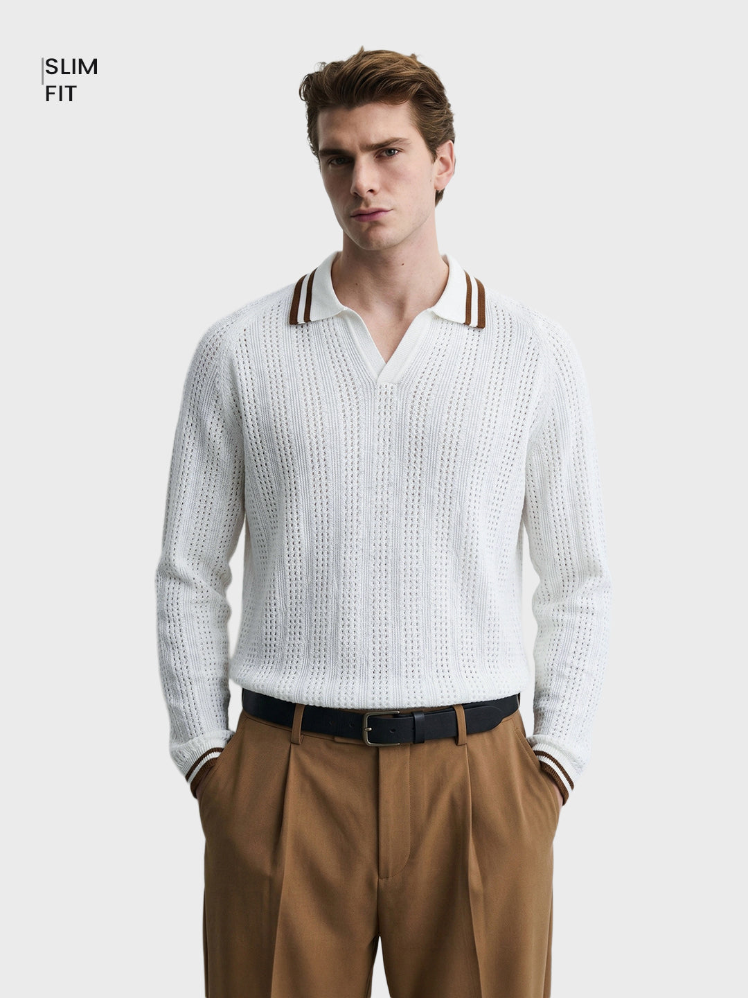 Men's White Slim Fit Solid Flat Knit T-Shirt