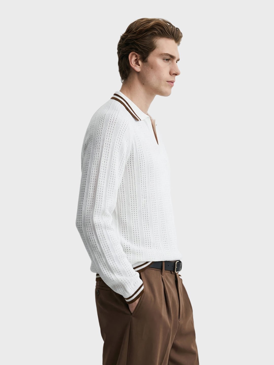 Men's White Slim Fit Solid Flat Knit T-Shirt