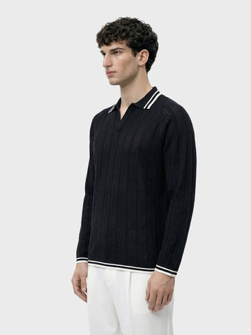 Men's Black Slim Fit Solid Flat Knit T-Shirt