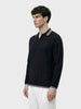 Men's Black Slim Fit Solid Flat Knit T-Shirt