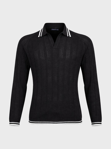 Men's Black Slim Fit Solid Flat Knit T-Shirt