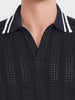 Men's Black Slim Fit Solid Flat Knit T-Shirt