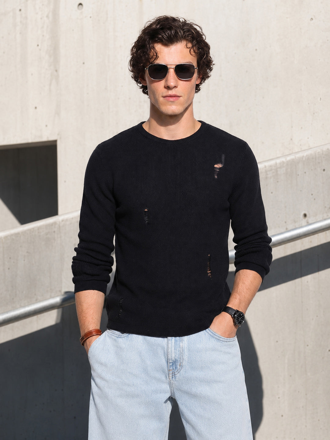 Men's Black Slim Fit Casual T-Shirt