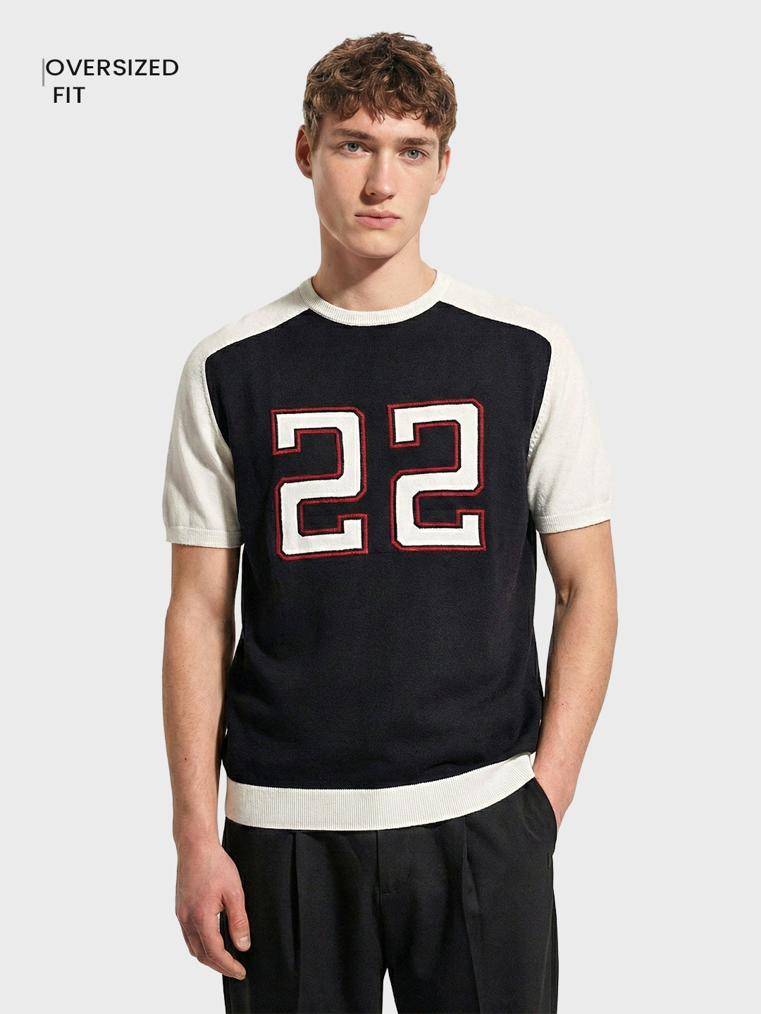 Men's Black Oversized Fit Graphic Printed Casual T-Shirt