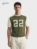 Men's Green Oversized Fit Graphic Printed Casual T-Shirt