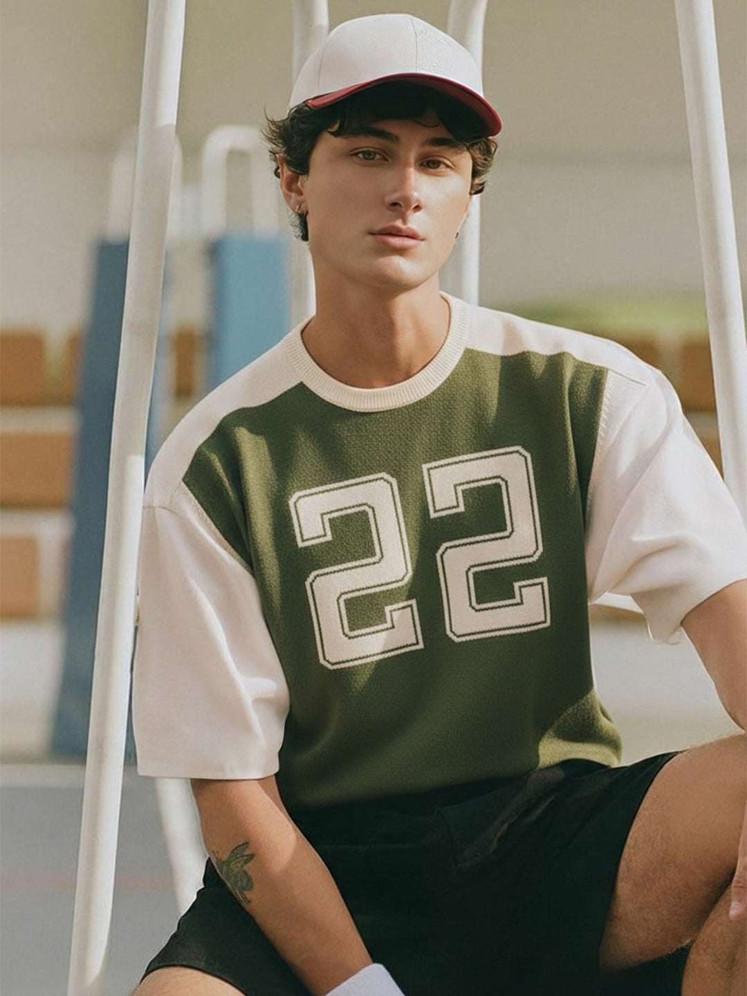 Men's Green Oversized Fit Graphic Printed Casual T-Shirt