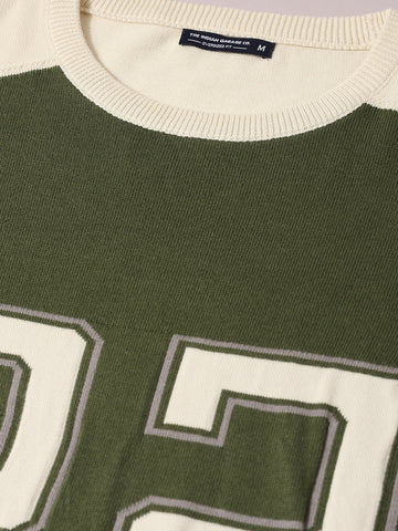 Men's Green Oversized Fit Graphic Printed Casual T-Shirt