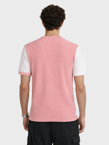 Men's Pink Slim Fit Solid Casual T-Shirt