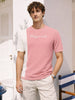 Men's Pink Slim Fit Solid Casual T-Shirt