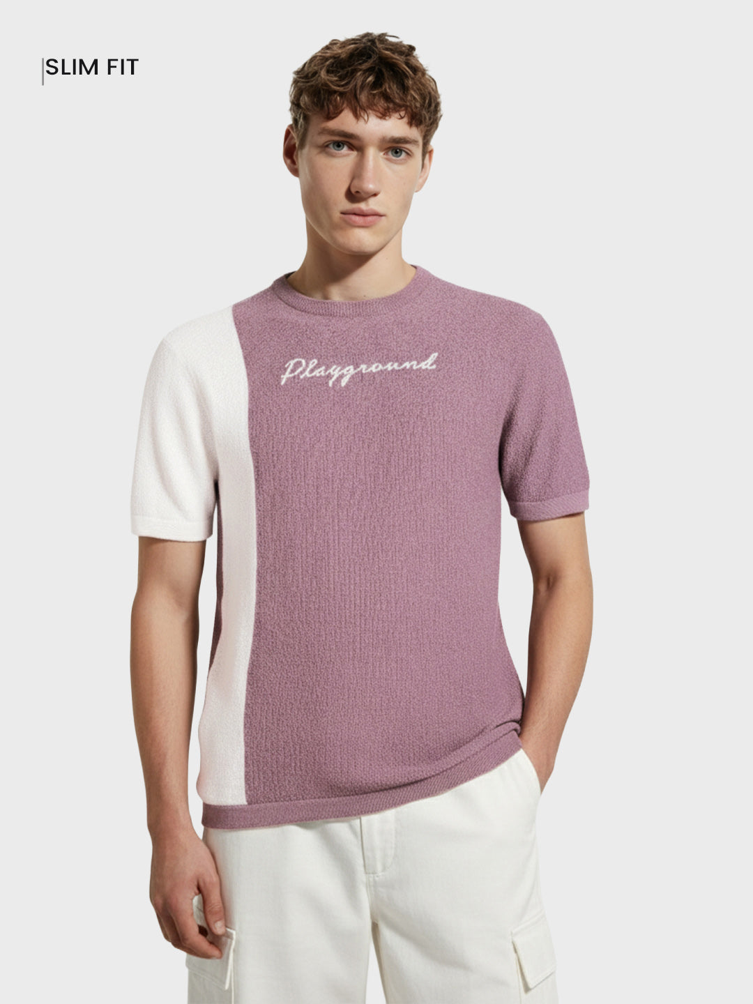 Men's Purple Slim Fit Solid Casual T-Shirt