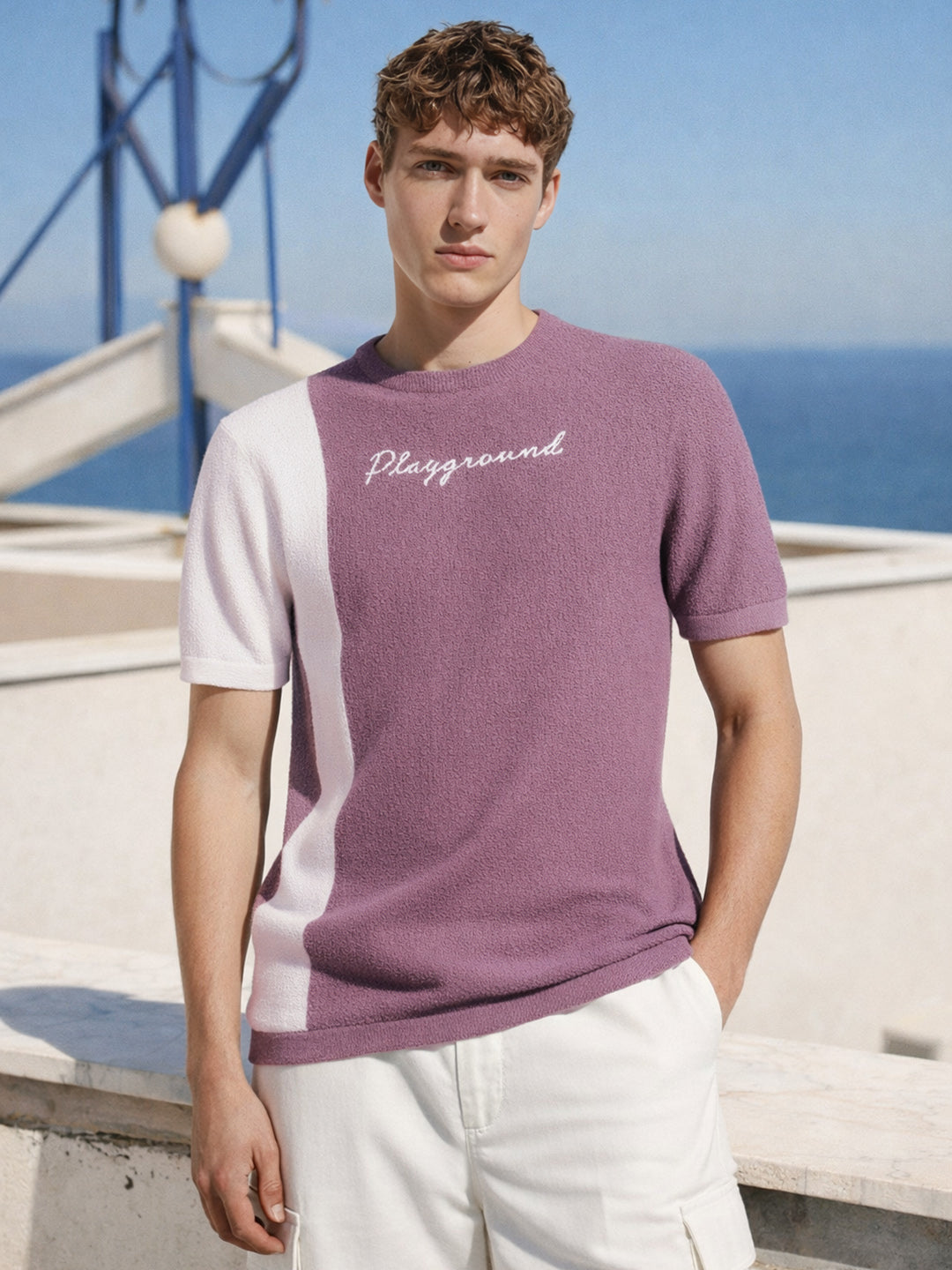 Men's Purple Slim Fit Solid Casual T-Shirt