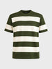 Men's Green Oversized Fit Striped Casual T-Shirt