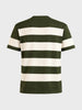 Men's Green Oversized Fit Striped Casual T-Shirt