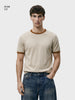 Men's Beige Slim Fit Solid Casual T-Shirt