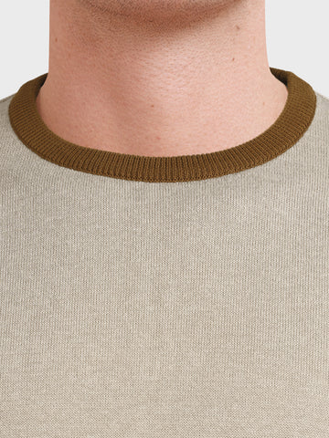 Men's Beige Slim Fit Solid Casual T-Shirt
