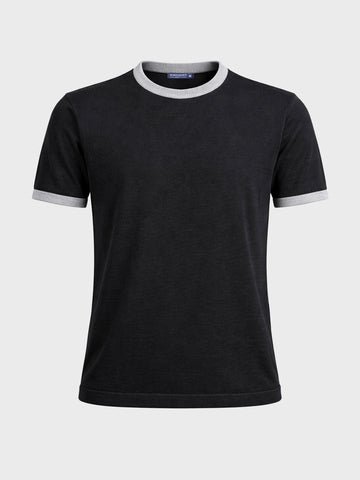 Men's Black Slim Fit Solid Casual T-Shirt