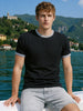 Men's Black Slim Fit Solid Casual T-Shirt