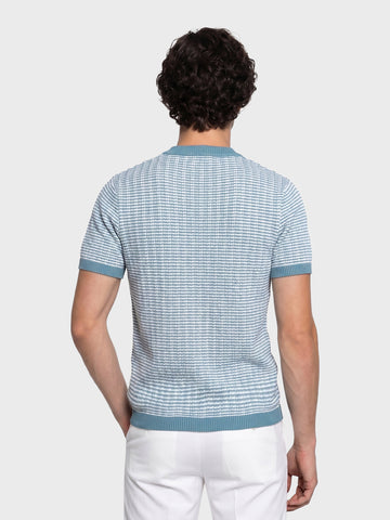 Men's Blue Slim Fit Solid Casual T-Shirt