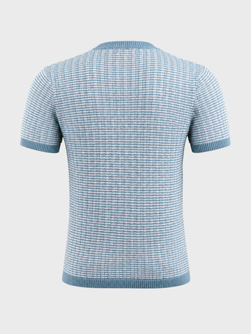 Men's Blue Slim Fit Solid Casual T-Shirt