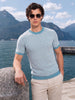 Men's Blue Slim Fit Solid Casual T-Shirt