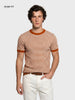 Men's Orange Slim Fit Solid Casual T-Shirt
