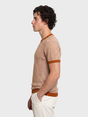 Men's Orange Slim Fit Solid Casual T-Shirt
