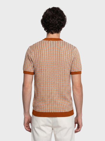 Men's Orange Slim Fit Solid Casual T-Shirt