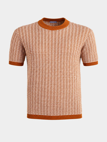 Men's Orange Slim Fit Solid Casual T-Shirt