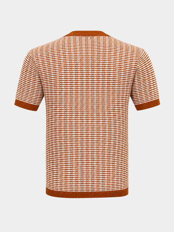 Men's Orange Slim Fit Solid Casual T-Shirt
