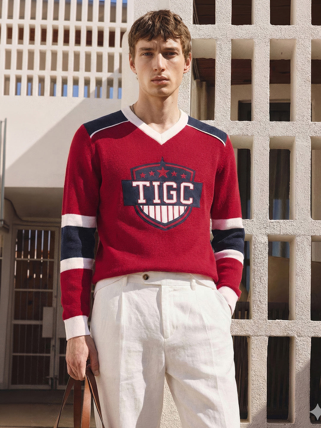 Men's Red Slim Fit Graphic Printed Casual T-Shirt