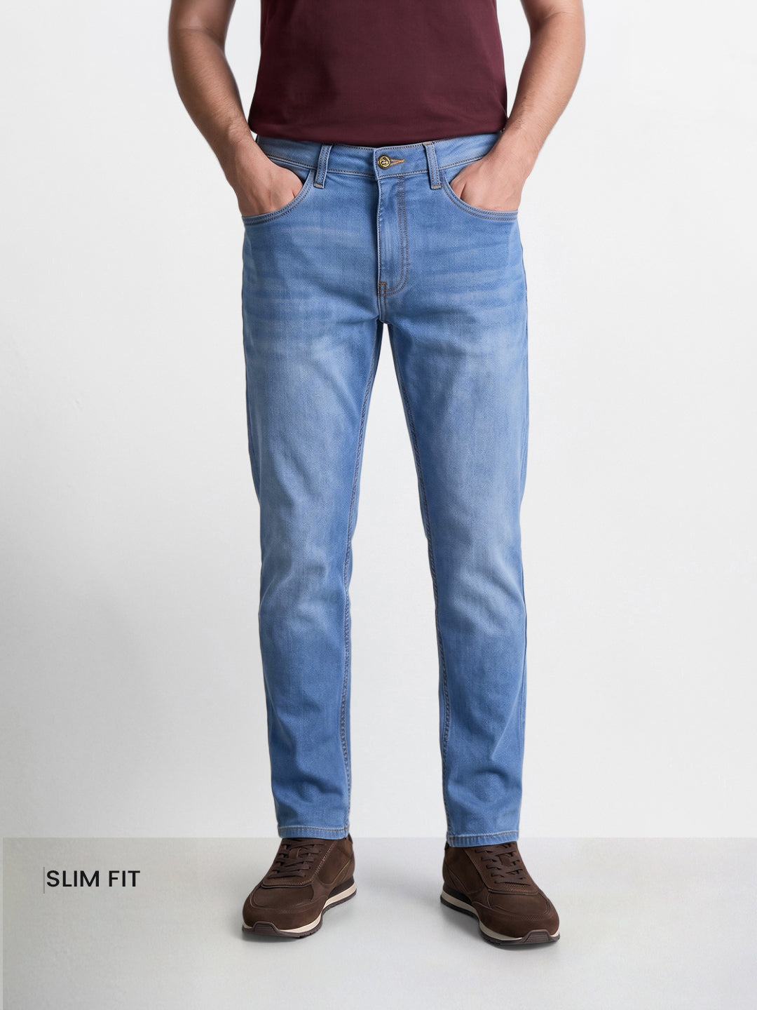 Men's Blue Slim Fit Solid Casual Jeans